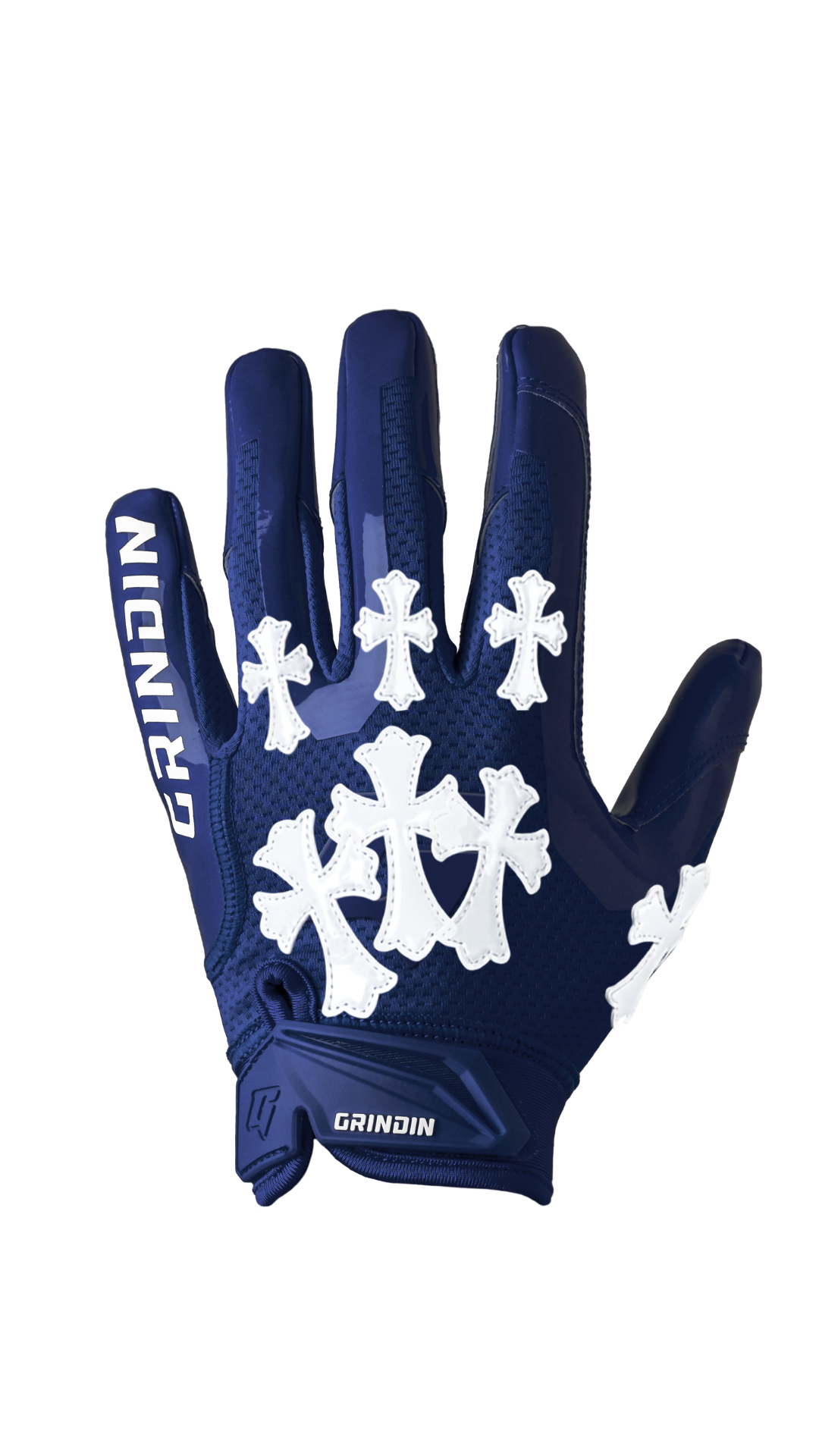 Guante GRINDIN CHROME GD V1 azul marino con cruces blancas