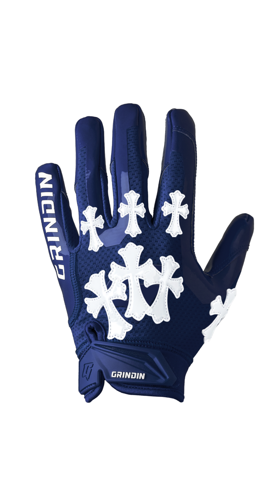 Guante GRINDIN CHROME GD V1 azul marino con cruces blancas