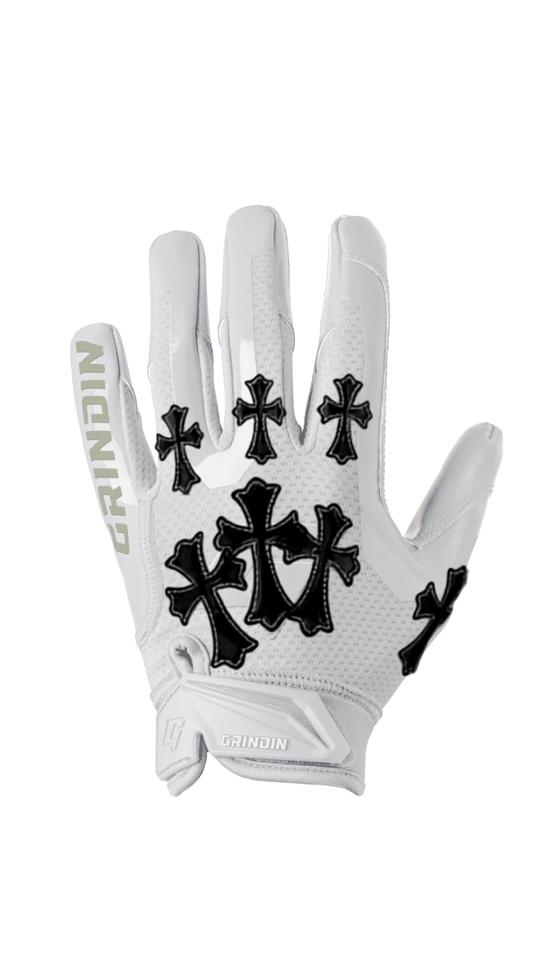 Guante GRINDIN CHROME GD V1 blanco con cruces negras