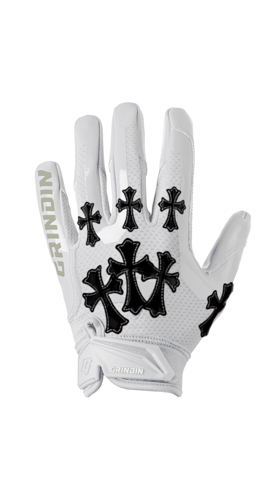 Guante GRINDIN CHROME GD V1 blanco con cruces negras