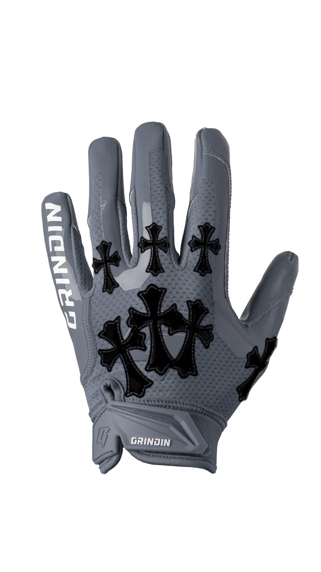 Guante GRINDIN CHROME GD V1 gris con cruces negras
