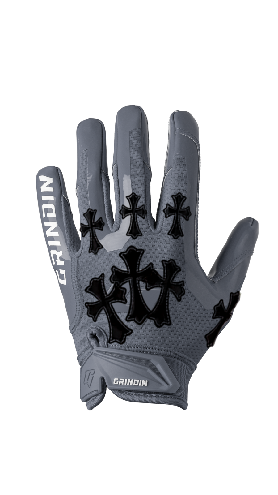 Guante GRINDIN CHROME GD V1 gris con cruces negras