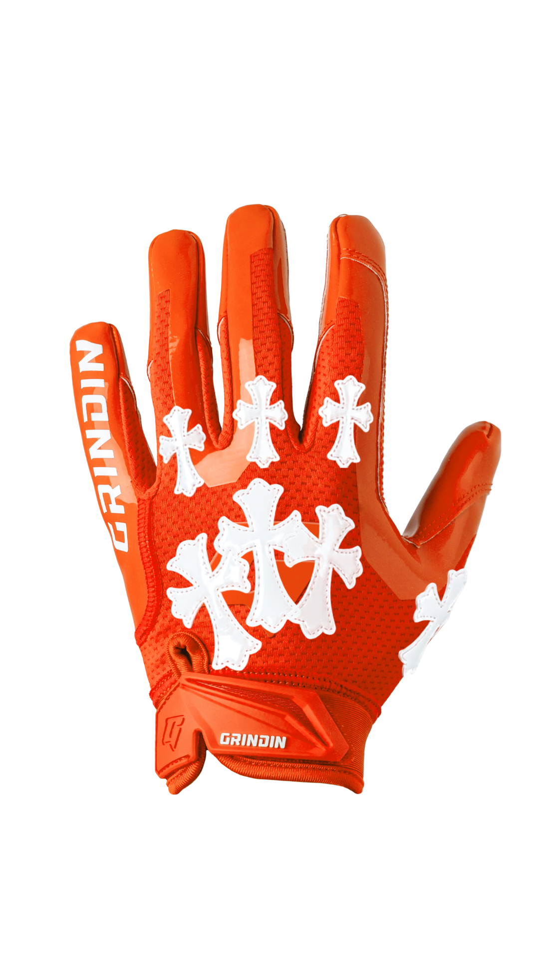 Guante GRINDIN CHROME GD V1 naranja con cruces blancas