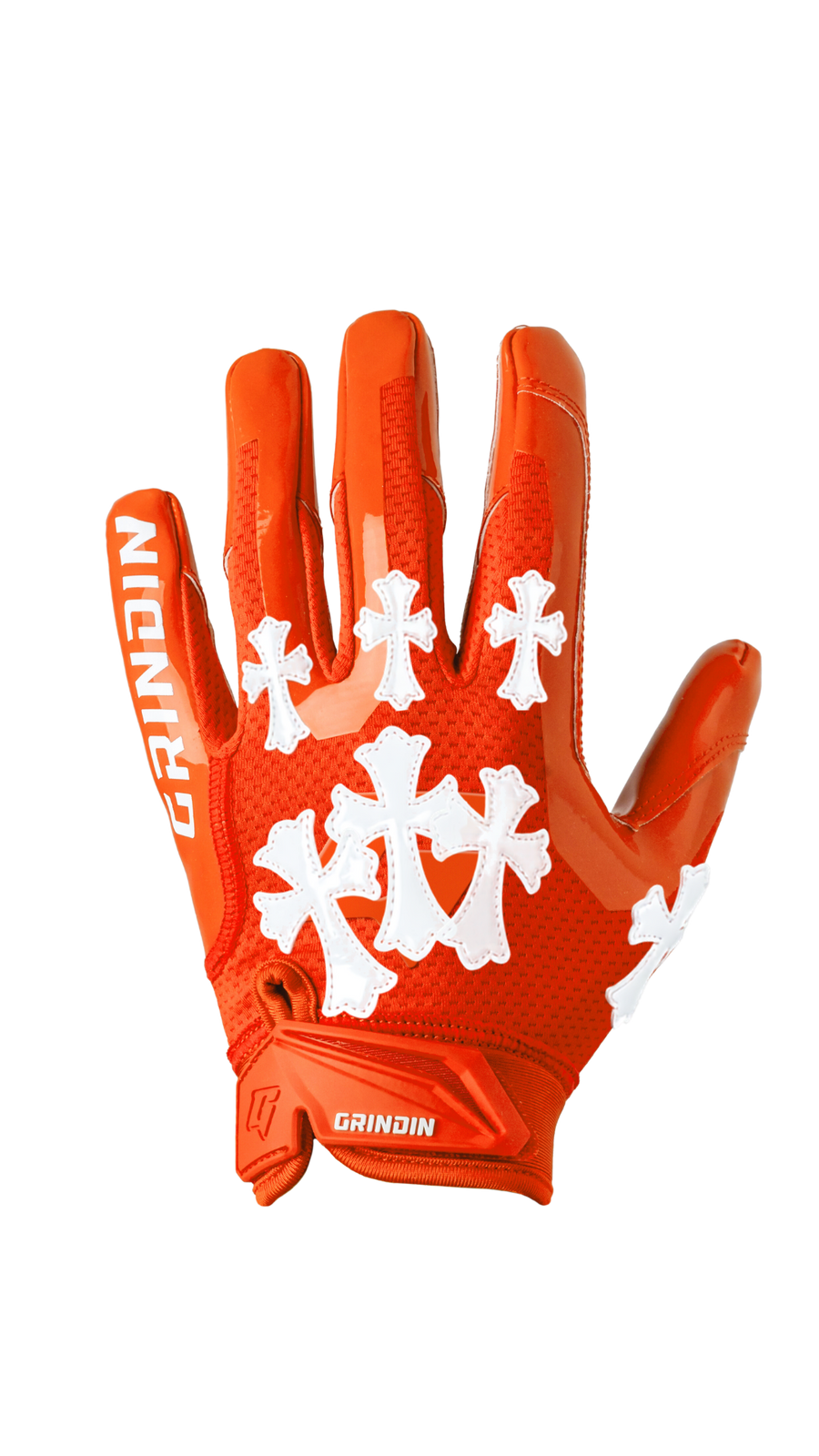 Guante GRINDIN CHROME GD V1 naranja con cruces blancas