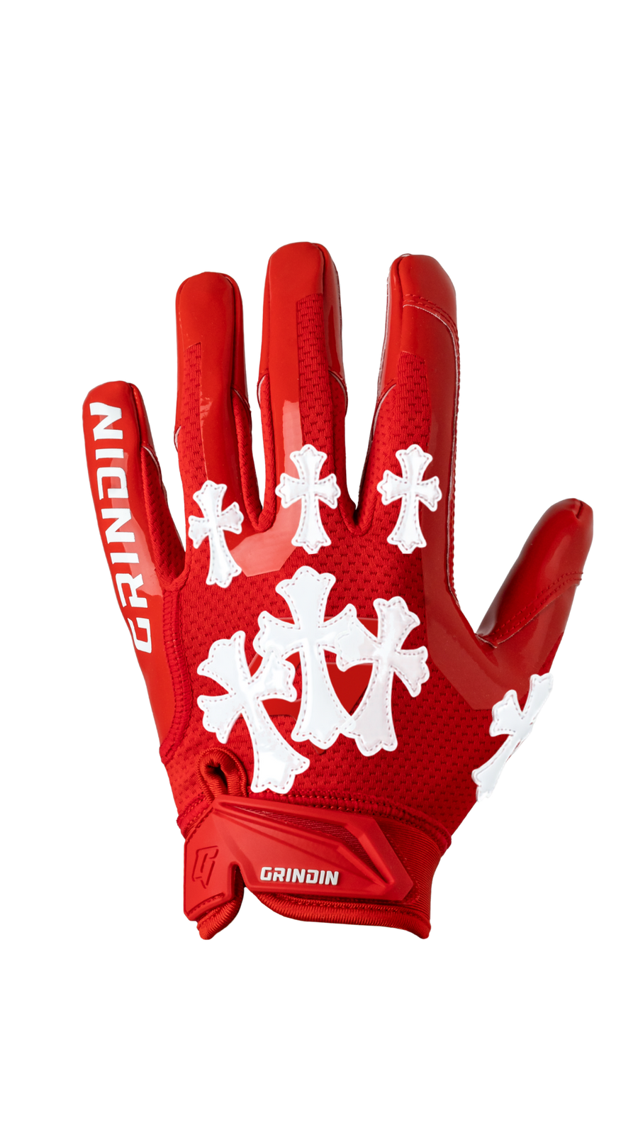 Guante GRINDIN CHROME GD V1 rojo con cruces blancas