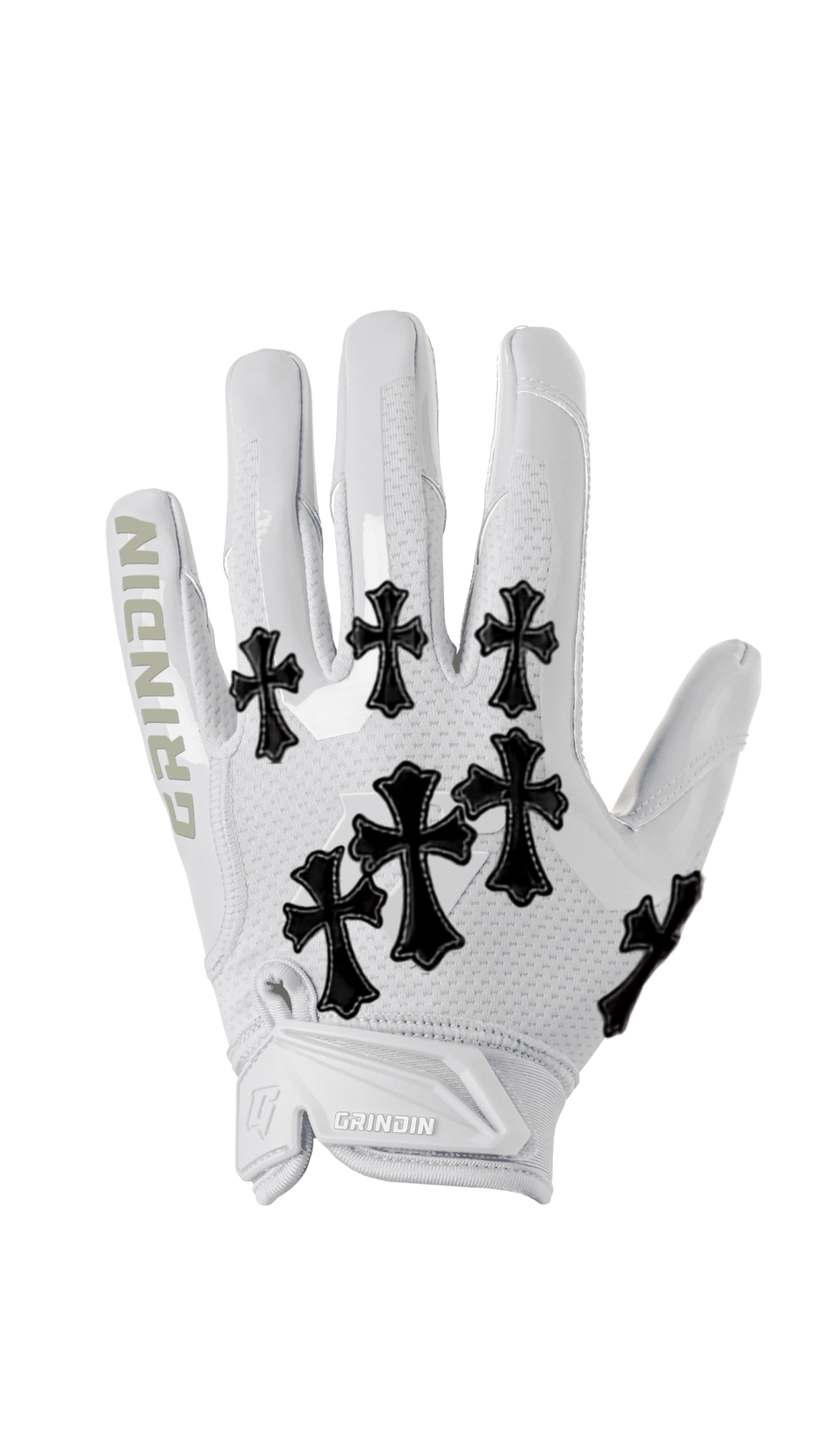 Guante GRINDIN CHROME GD V2 blanco con cruces negras