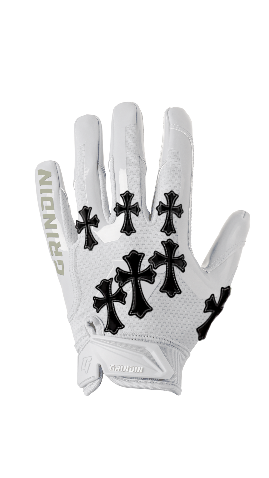 Guante GRINDIN CHROME GD V2 blanco con cruces negras