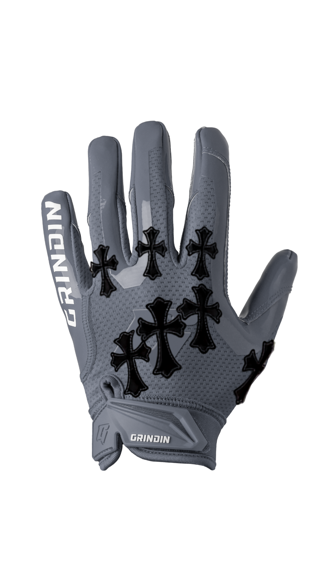 Guante GRINDIN CHROME GD V2 gris con cruces negras