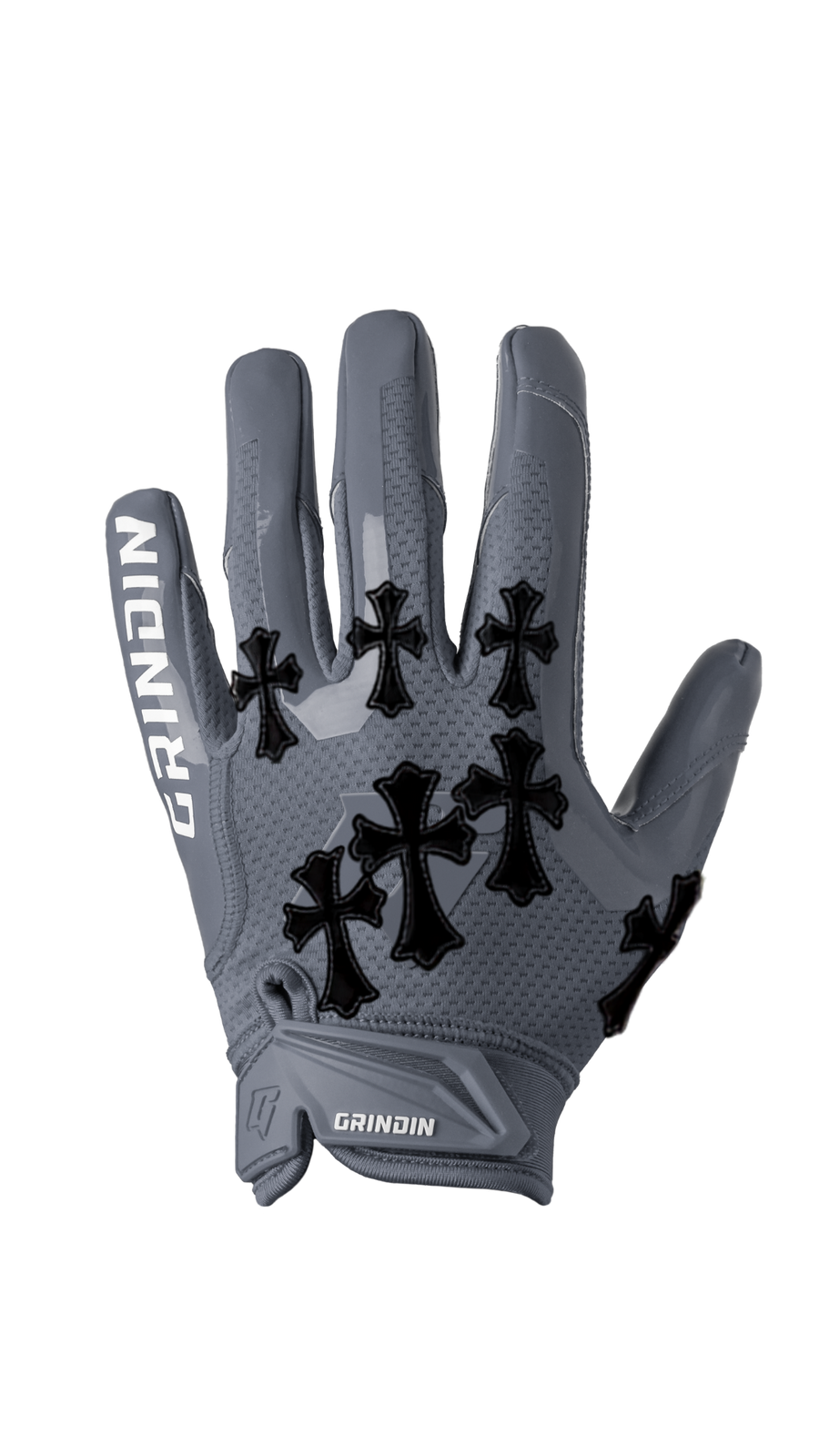 Guante GRINDIN CHROME GD V2 gris con cruces negras