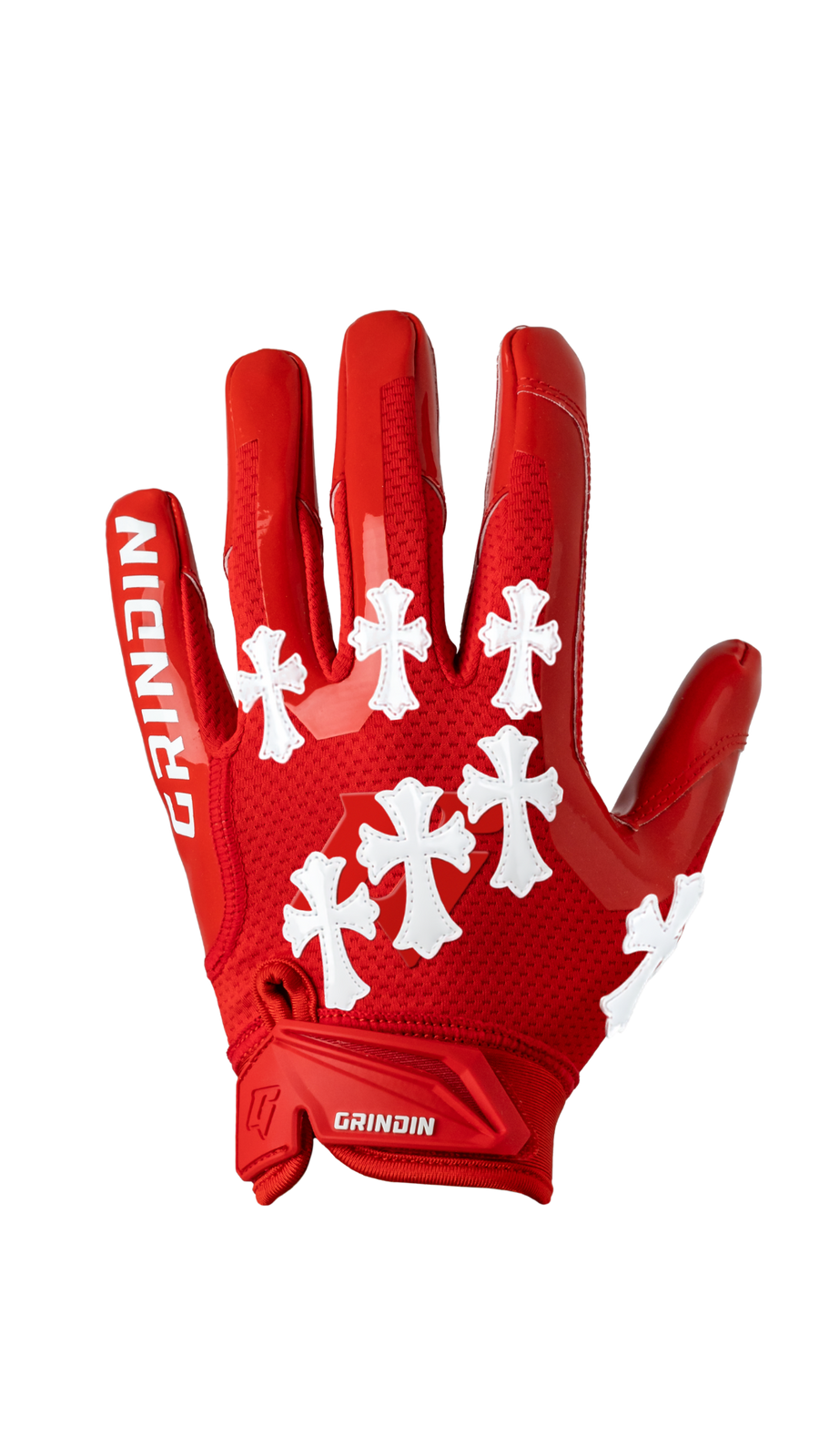 Guante GRINDIN CHROME GD V2 rojo con cruces blancas
